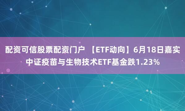 配资可信股票配资门户 【ETF动向】6月18日嘉实中证疫苗与生物技术ETF基金跌1.23%